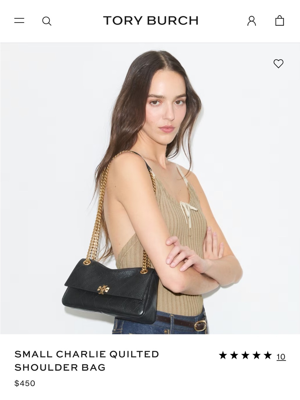 NWT Tory Burch SMALL CHARLIE QUILTED SHOULDER BAG - Picture 10 of 12